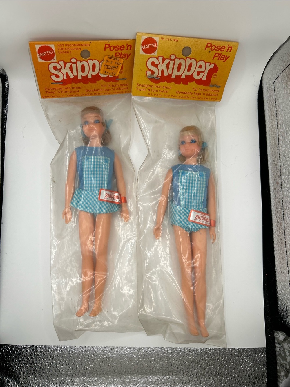 Vintage Mattel Skipper Pose 'n Play Doll Rare light Blonde Skipper Vintage Pair